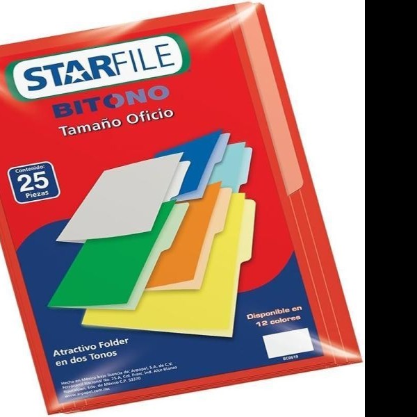 FOLDER BITONO OFI. STARFILE ROJO PAQ.C25 C.20